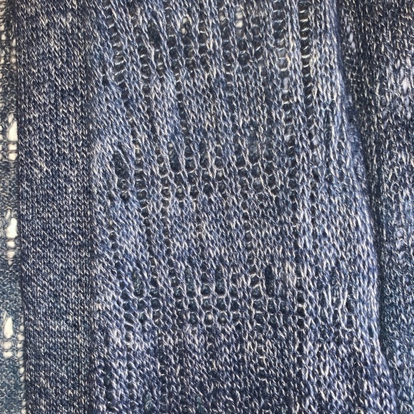 Womens Knit Cardigan Womens Blue Eyelet Long Sleeve Side Slit Sz Lg Fits XL-1X - Picture 12 of 12